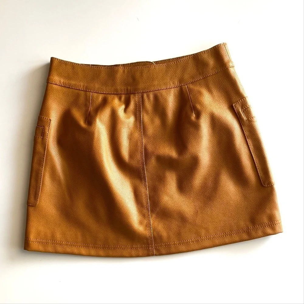 Free People Vegan Leather Mini Skirt NWOT SZ 2